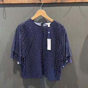 Pop sugar‎ NWT flutter sleeve top blouse Large short sleeves business casual